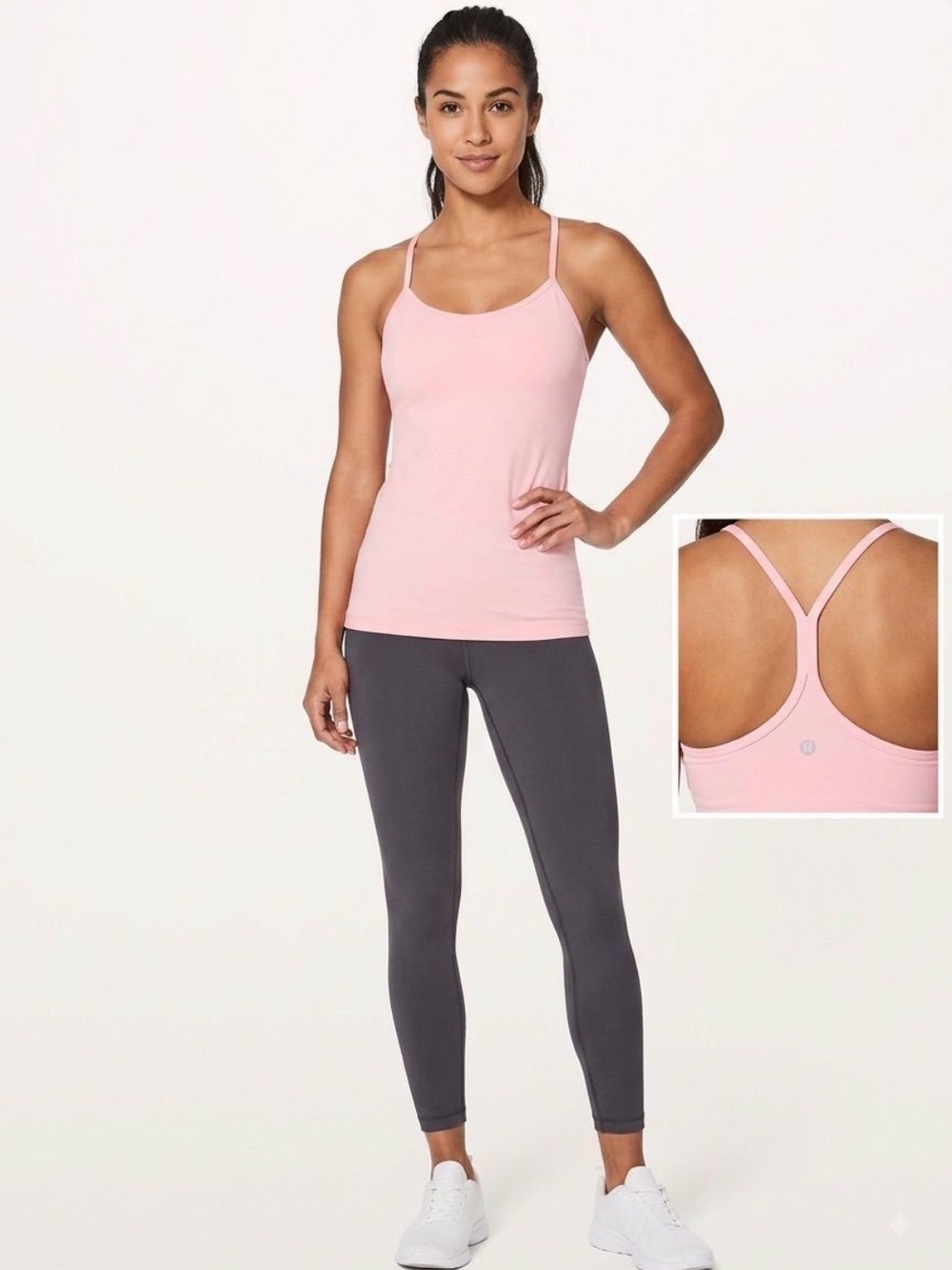 Lululemon Power Y Tank Top Pink Built-In Bra Y-Back Activewear